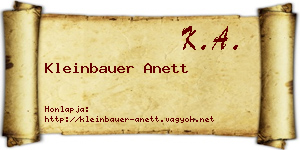 Kleinbauer Anett névjegykártya